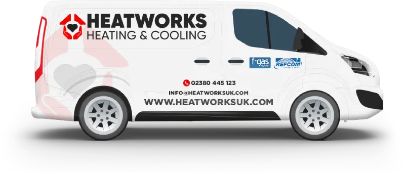 Heatworks Heating and Cooling branded white service van